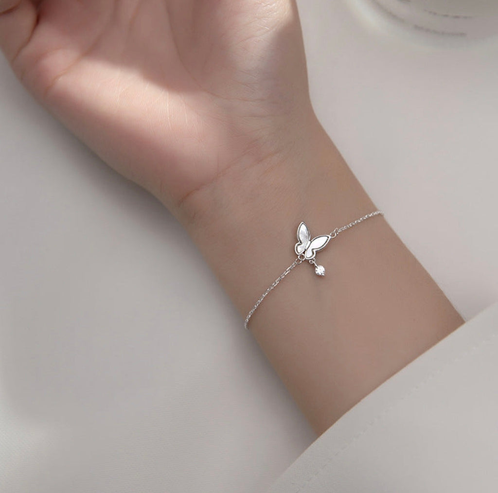 Mariposa Dainty S925 Sterling Silver Butterfly Bracelet - Romantic Fairycore Jewelry⁠