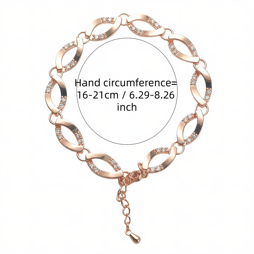 Elegant Rose Gold Twisted Infinity Bracelet • Dainty Geometric Crystal Link Chain for Women