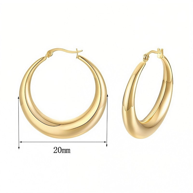 Chunky Gold Hoop Earrings for Women - Lightweight Thick Open Tear Drop Hoop