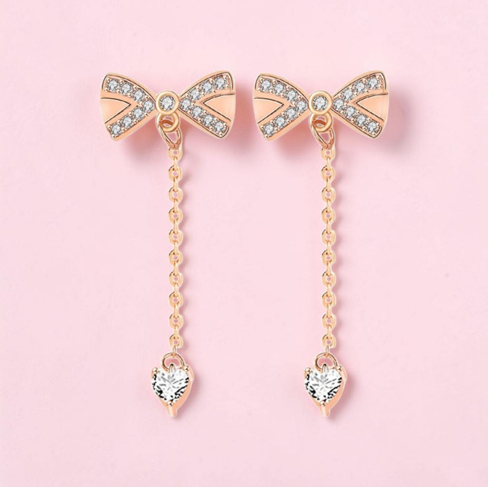 Sterling Silver Bowknot Tassel Earrings • Dainty Bow Drop Studs • Cute Asymmetric Fringe Jewelry • Gift for Her • Minimalist Ribbon Earring