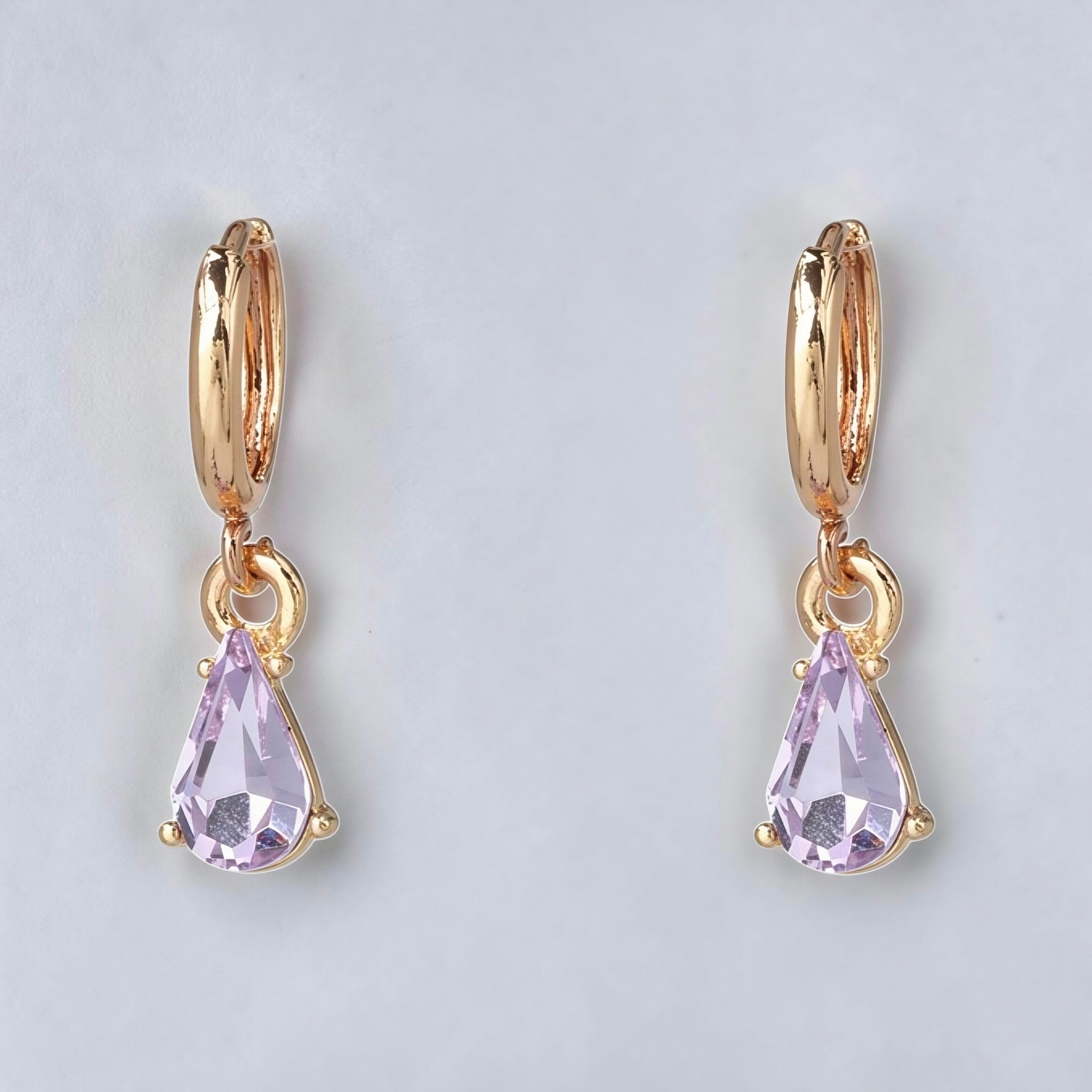 Colorful Crystal Waterdrop Hoop Earrings • Dainty Teardrop Huggie Earrings • Pastel Gemstone Jewelry • Gift for Her • Summer Daily Earring