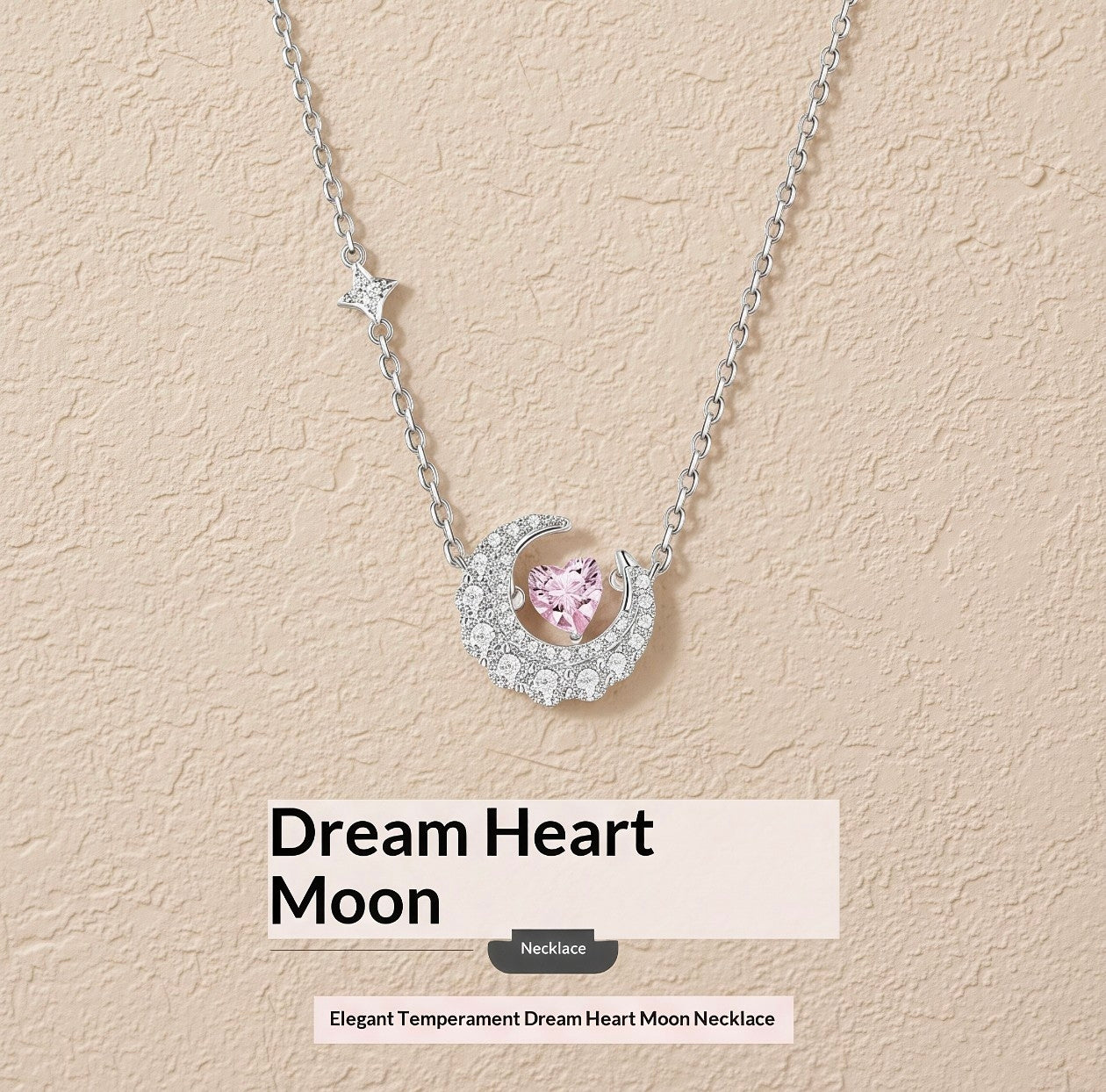 Selena Celestial Moon & Heart Necklace - Dainty Gold Jewelry