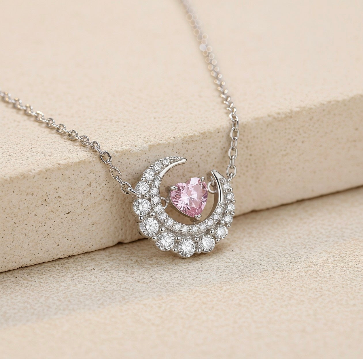 Selena Celestial Moon & Heart Necklace - Dainty Gold Jewelry