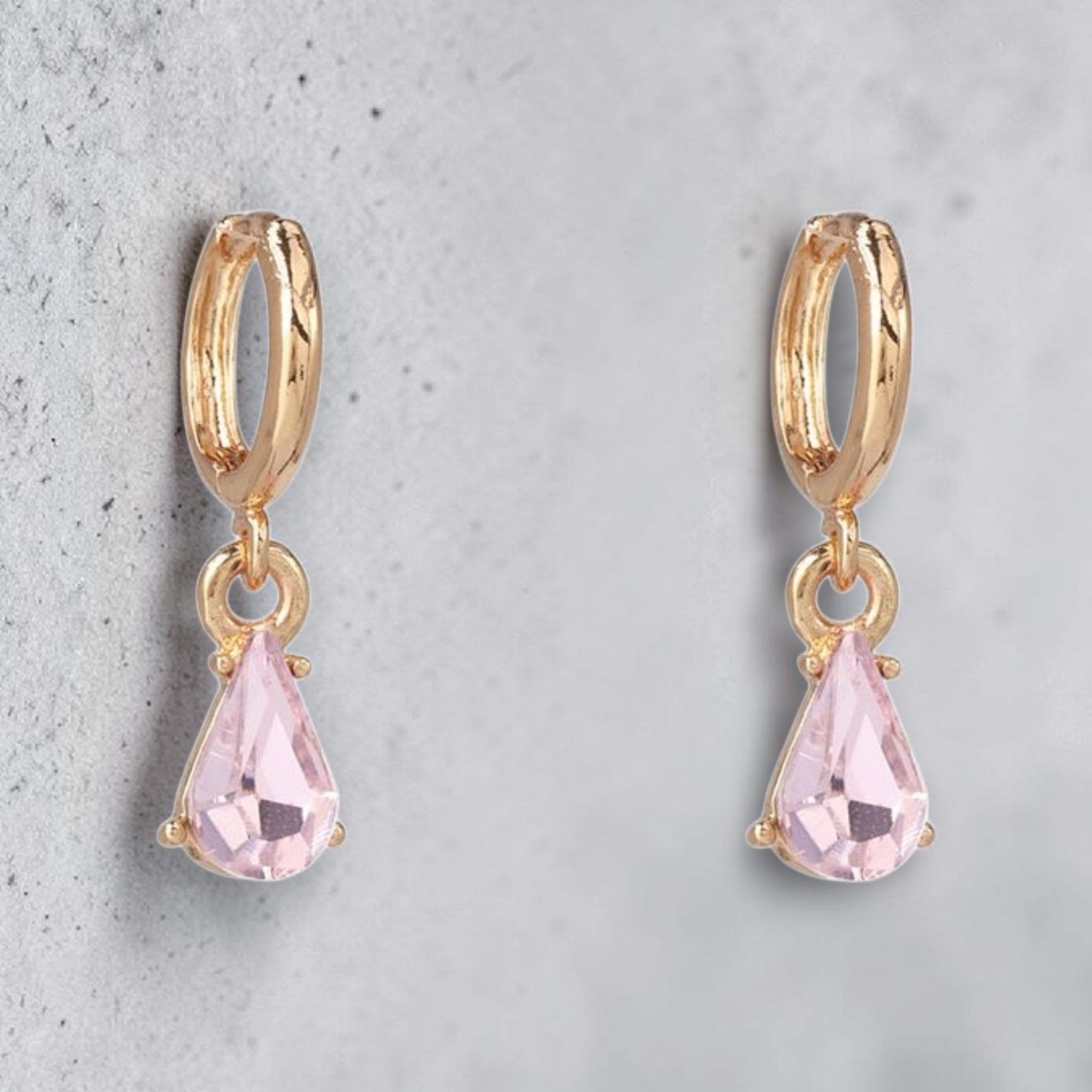 Colorful Crystal Waterdrop Hoop Earrings • Dainty Teardrop Huggie Earrings • Pastel Gemstone Jewelry • Gift for Her • Summer Daily Earring