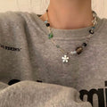 Malibu Casual Summer Beaded Necklace - Colorful Mismatched Charm Holiday Jewelry