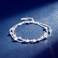 Silver Star Layered Bracelet • Dainty Double Chain Celestial Jewelry • Minimalist Starburst Anklet Bracelets • Friendship Gift for Her