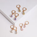 Colorful Crystal Waterdrop Hoop Earrings • Dainty Teardrop Huggie Earrings • Pastel Gemstone Jewelry • Gift for Her • Summer Daily Earring
