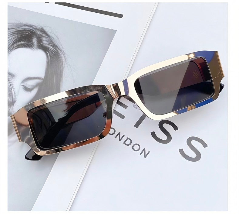 Xenon Y2K Narrow Rectangle Sunglasses - Retro Metal Frame