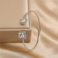 Silver Emerald Cut Cuff Bangle • Dainty Open Square Bracelet • Minimalist Stacking Wire Jewelry • Woman Bracelet • Birthday Gift for Her • Elegant Crystal Cuff