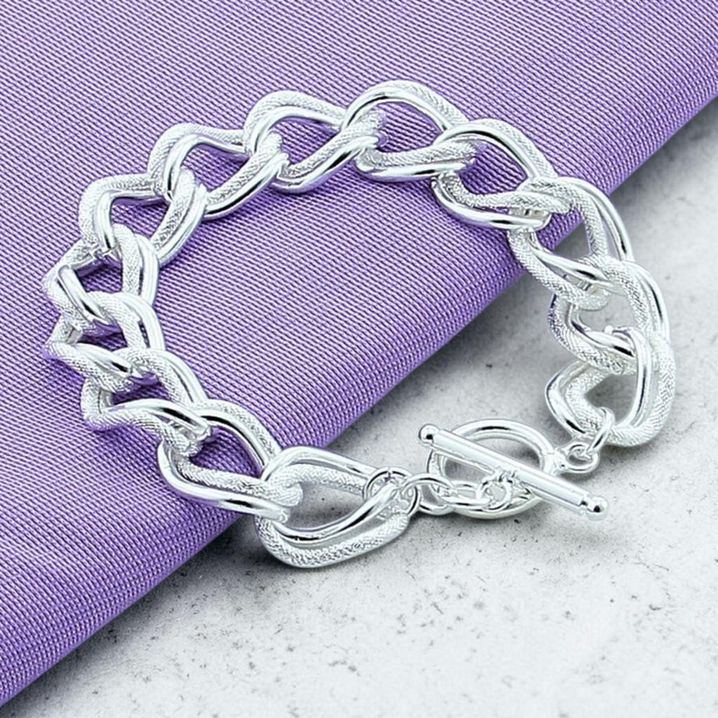 Silver Chunky Chain Bracelet • Thick Toggle Clasp Link Bracelets • Vintage OT Buckle Curb Chain • Bracelet for woman • Statement Punk Jewelry • Gift for Her