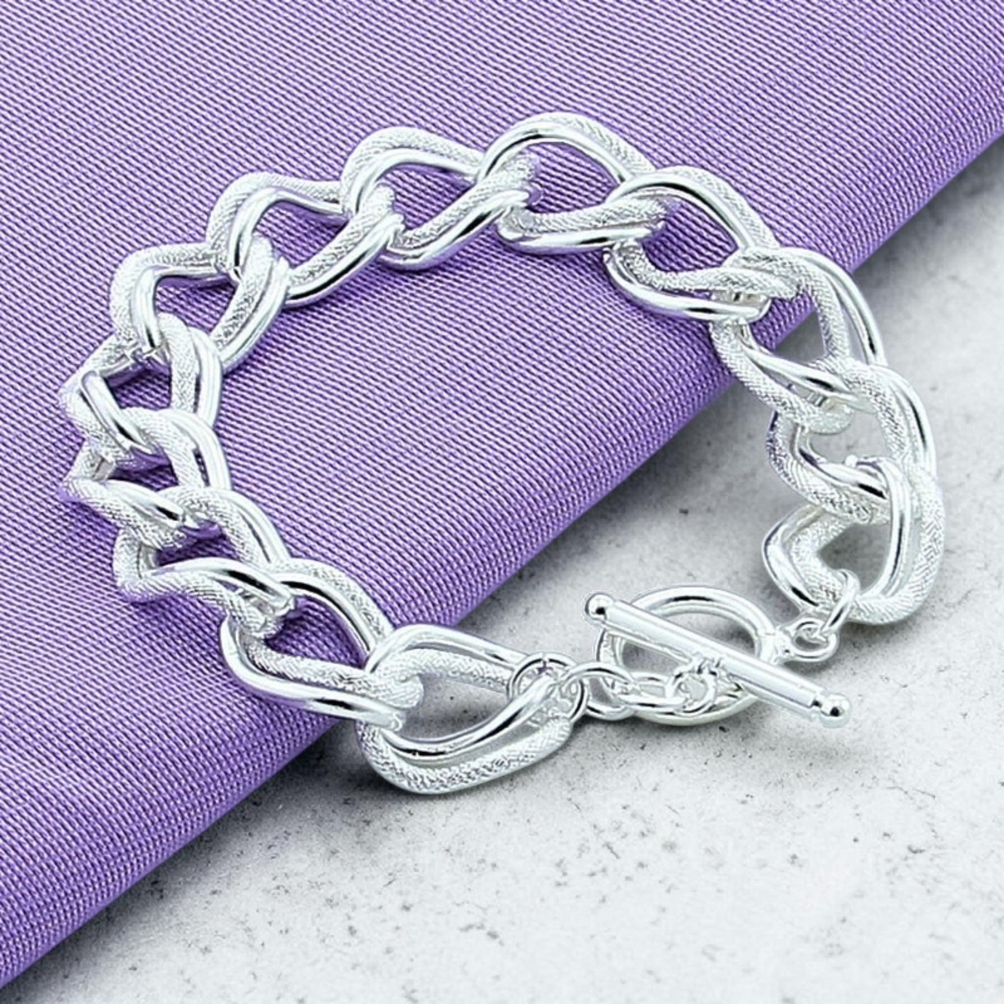 Silver Chunky Chain Bracelet • Thick Toggle Clasp Link Bracelets • Vintage OT Buckle Curb Chain • Bracelet for woman • Statement Punk Jewelry • Gift for Her