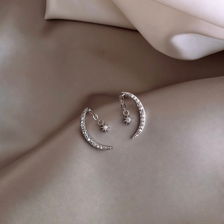 Crescent Moon Dangle Earrings | Celestial Witchy Aesthetic Jewelry Gift⁠