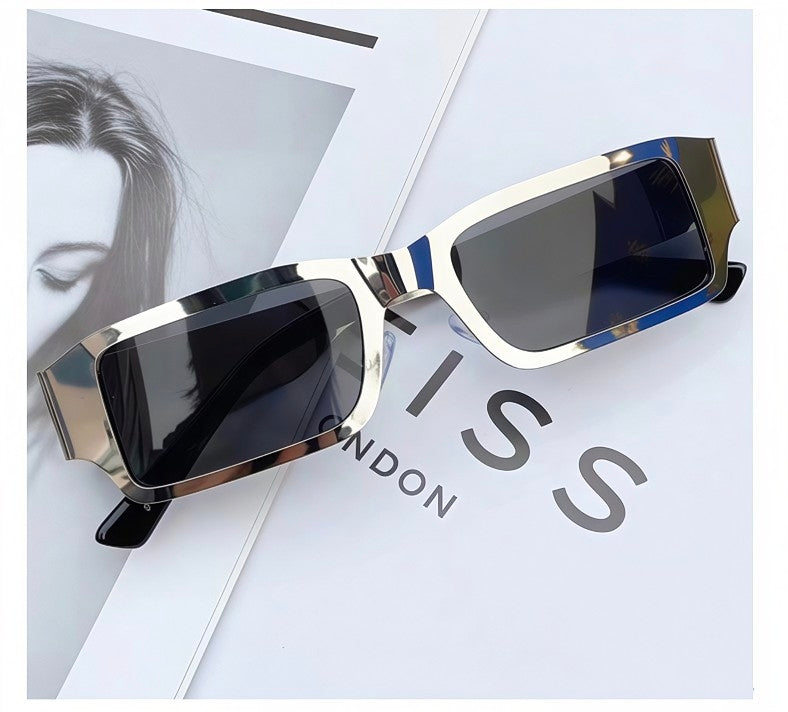 Xenon Y2K Narrow Rectangle Sunglasses - Retro Metal Frame