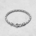 Vintage Oxidized Silver Cross Bracelet • Unisex Bamboo Bone Chain Link Bracelets • Gothic Punk Streetwear Jewelry • Gift Idea