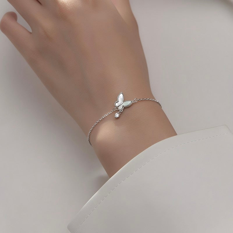 Mariposa Dainty S925 Sterling Silver Butterfly Bracelet - Romantic Fairycore Jewelry⁠
