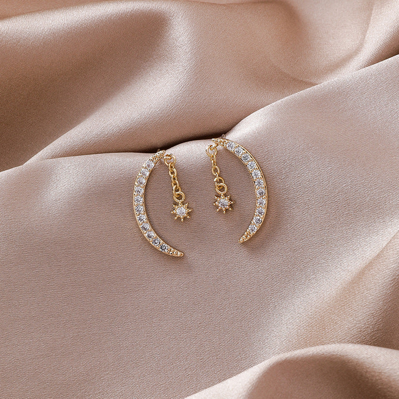 Crescent Moon Dangle Earrings | Celestial Witchy Aesthetic Jewelry Gift⁠
